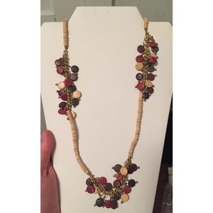 Wood Cluster Bead Necklace